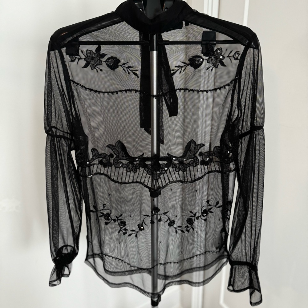 ASOS Black Sheer Shirt (size: small)